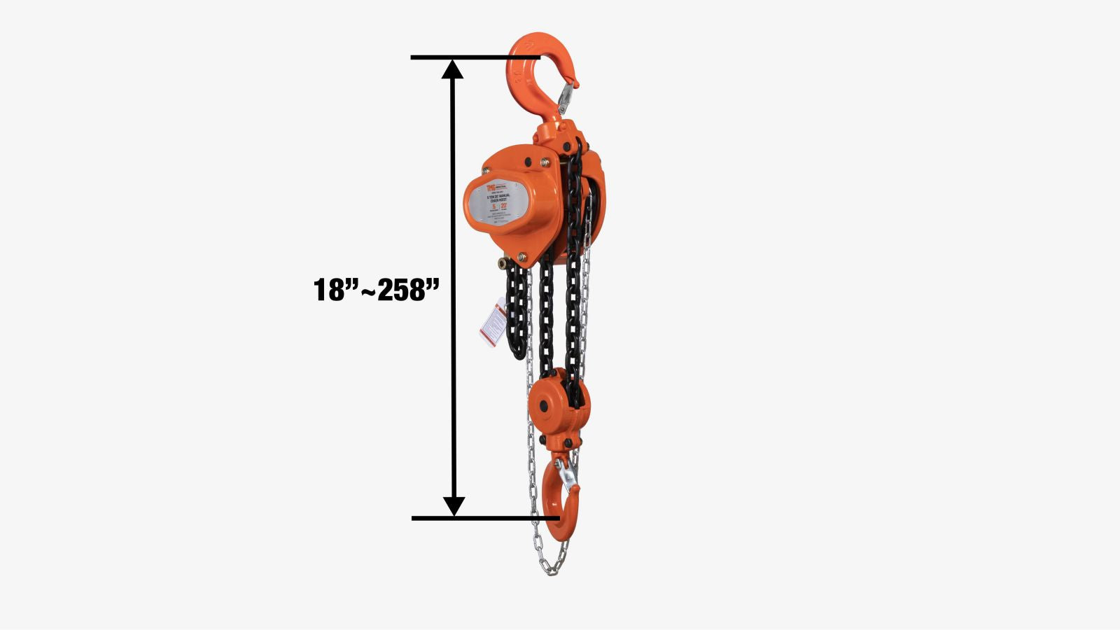 TMG Industrial 5 Ton 20' Lift Chain Hoist, 360° Swivel Hook, ASME B30.16, TMG-AHC5-specifications-image