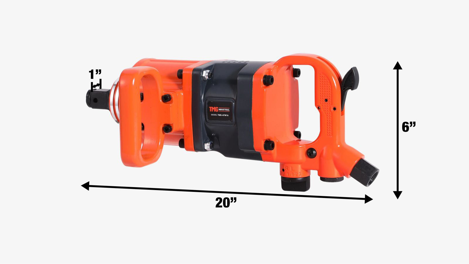 TMG Industrial 1” Drive 1630 ft-lb Pneumatic Impact Wrench Hammer, Aluminum Alloy Housing, 175 PSI, TMG-ATW16-specifications-image