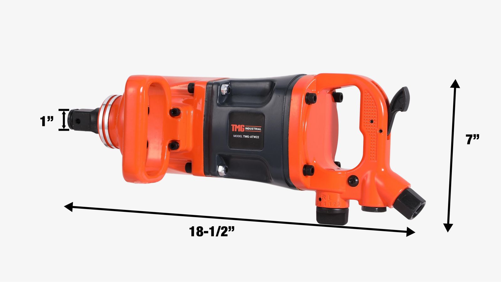 TMG Industrial 1” Drive 2200 ft-lb Pneumatic Impact Wrench Hammer, Aluminum Alloy Housing, 175 PSI, TMG-ATW22-specifications-image