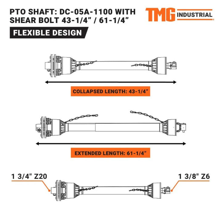 TMG-DC-05A-1100 PTO Shaft for TMG-TRC65