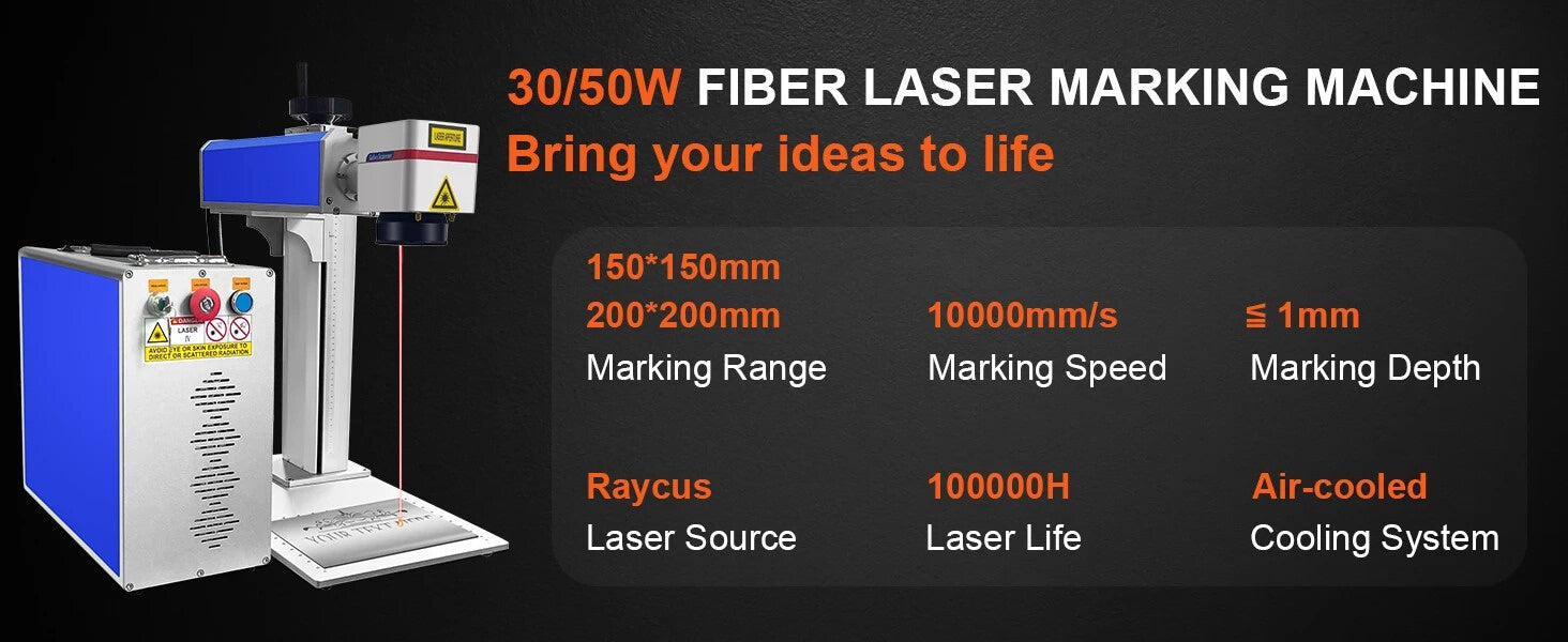 50W Fiber Laser Marking Machine Metal Engraver with Foot Switch, DOBA-FL50-description-image