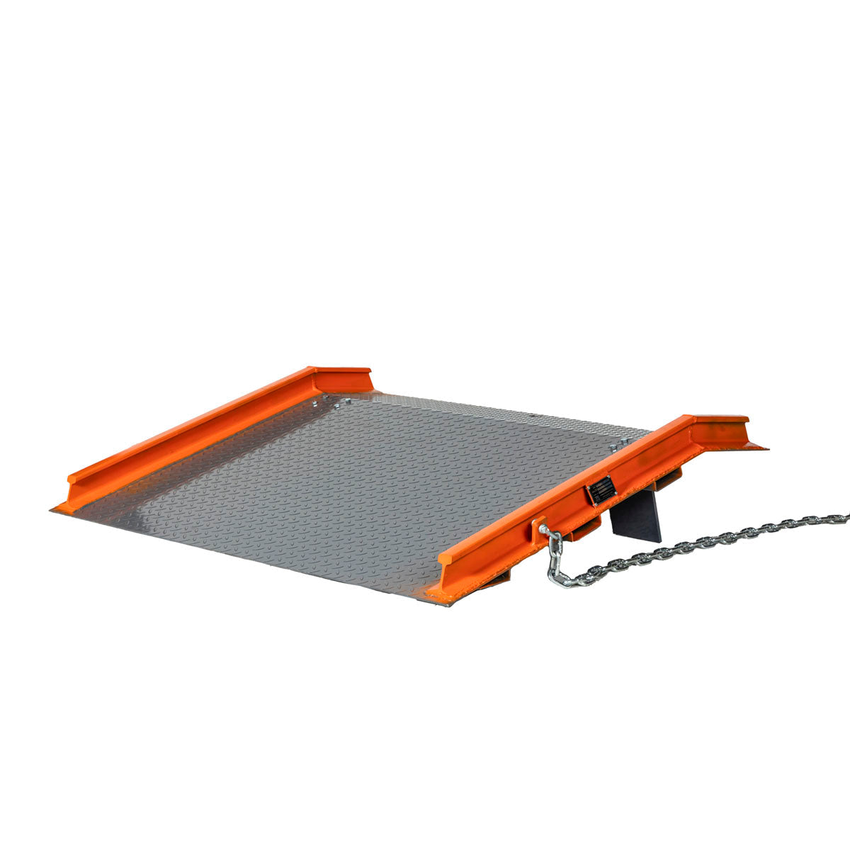 TMG-FLR13 Forklift Ramp, 60” x 48” with 53-½” usable width, locking legs, steel side curbs and diamond plate tread for safe loading
