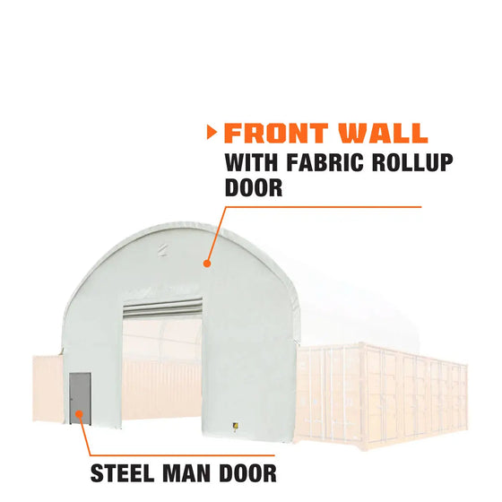 TMG Industrial Front End Wall Kit, Compatible with TMG-DT4041C and DT4041CF container shelters installed with the standard height containers (8’6”), TMG-DT40FW8V