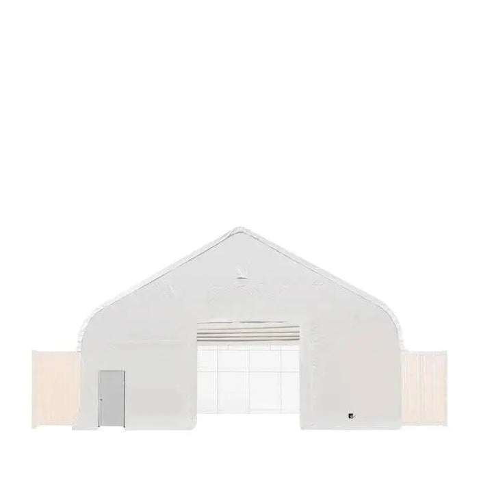 Front end wall kit for TMG-DT50 Series container shelters. Designed for 9'6" high cube containers with roll-up garage door and steel man door.
