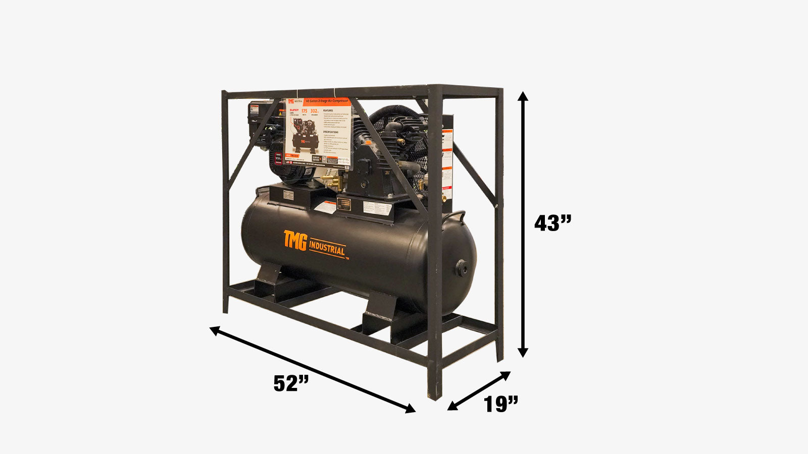 TMG Industrial 40 Gallon 2-Stage Truck Mounted Air Compressor, 9 HP OHV Loncin Engine, Horizontal Tank, 18.7 CFM @ 90 PSI, TMG-GAC40-shipping-info-image