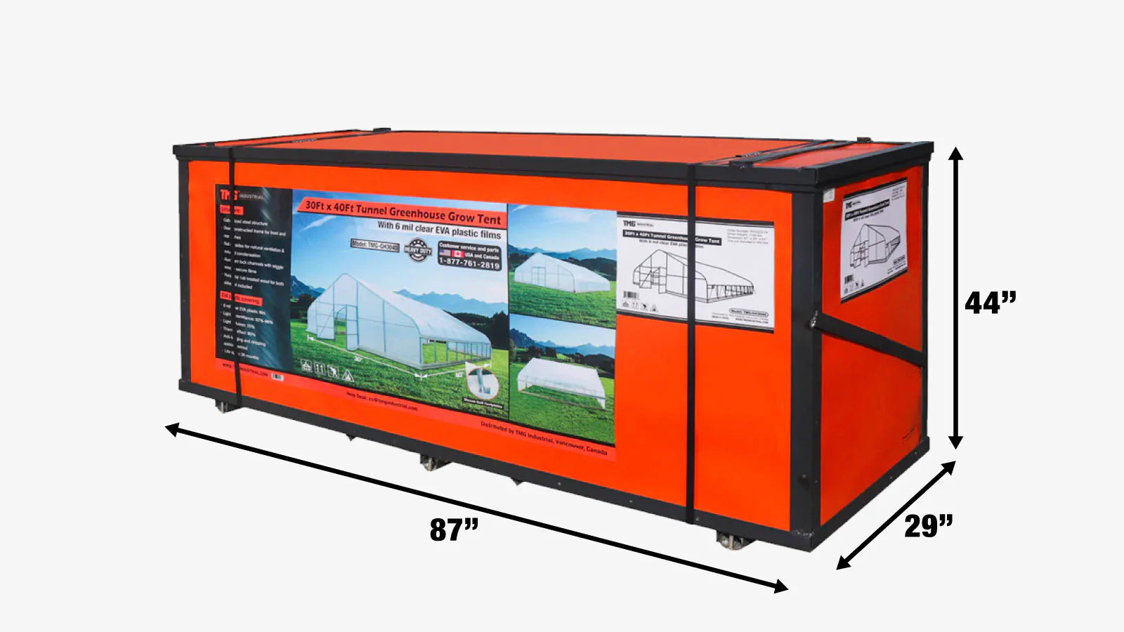 30' x 40' Commercial Tunnel Greenhouse with 6 Mil Clear Poly Covers and Roll-Up Sides TMG-GH3040-V2 (Previously GH3040)-shipping-info-image