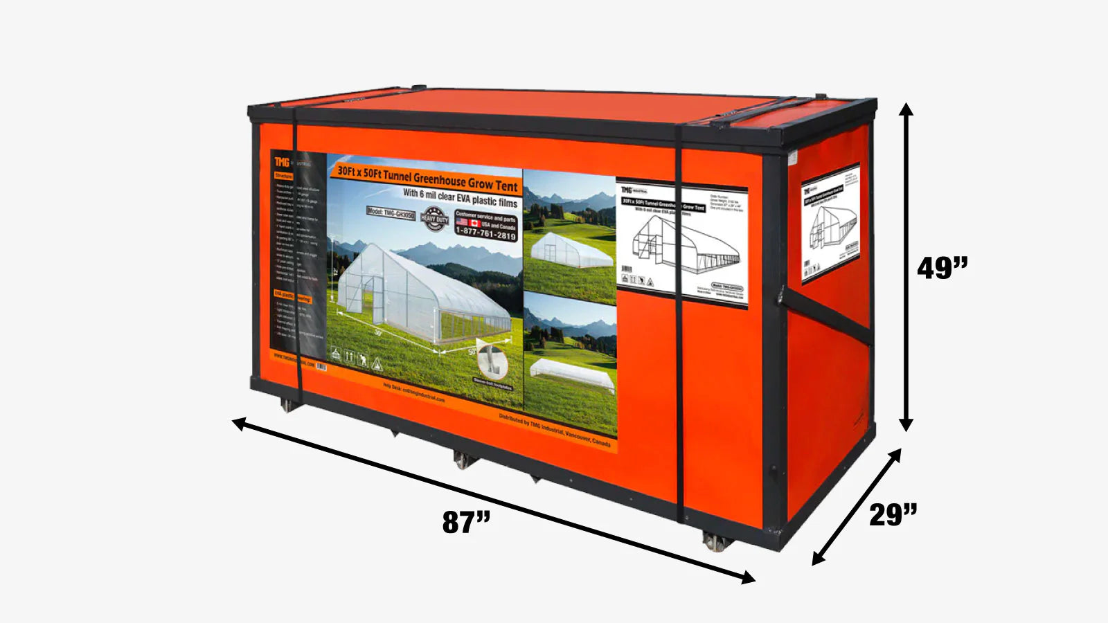 30' x 50' Commercial Tunnel Greenhouse with 6 Mil Clear Poly Covers and Roll-Up Sides TMG-GH3050-V2 (Previously GH3050)-shipping-info-image