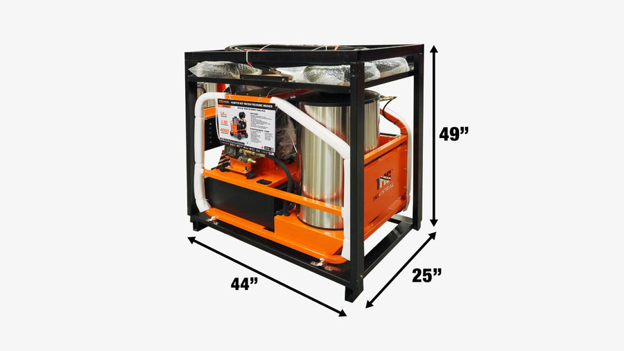 4000 PSI Hot Water Pressure Washer with 85' Hose Reel, 14 HP Kohler Engine, Electric Start, Gas Fired, Triplex Plunger Pump, TMG-HW41R-shipping-info-image