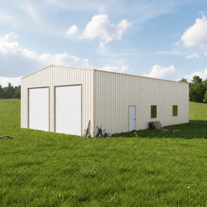 Snow Series 50' x 50' Pre-Engineered I-Beam Steel Building Commercial Workshop Warehouse, R15 Insulated Roof and Wall Panels, 85 PSF Snow Load Rated, All Doors and Windows Included, TMG-MST505015R15-SR85