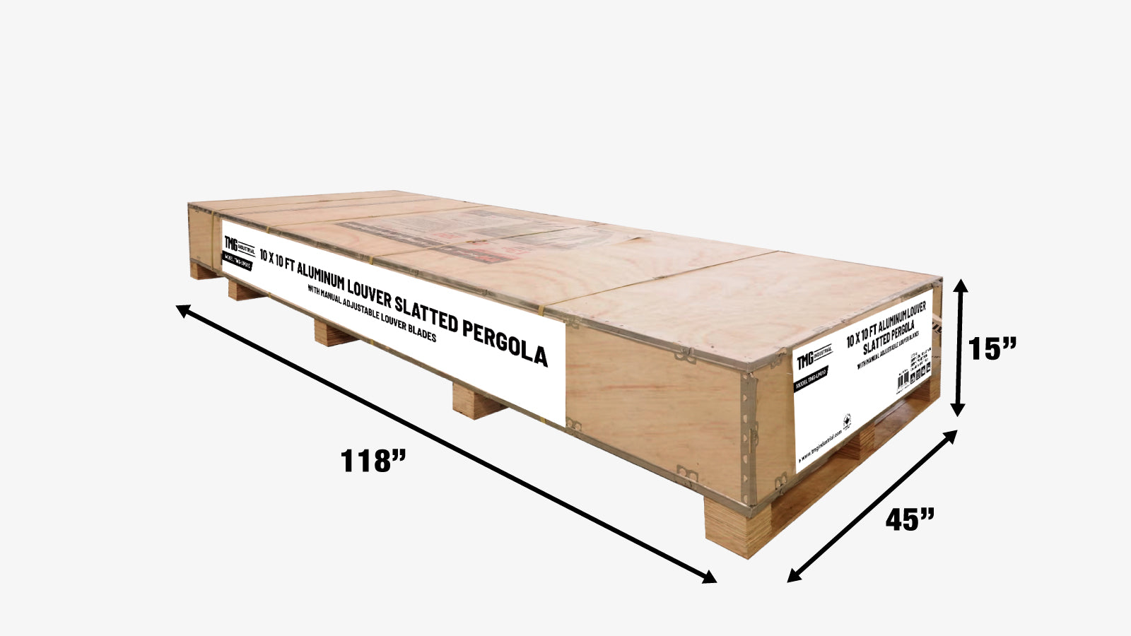 TMG LIVING 10' x 10' Aluminum Louver Roof Slatted Pergola, Manual Adjustable Louver Blades, TMG-LPG10-shipping-info-image