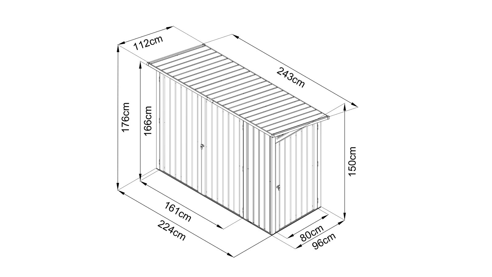 4' x 8' Bicycle Metal Pent Shed, 29 Gauge Corrugated Metal, 70