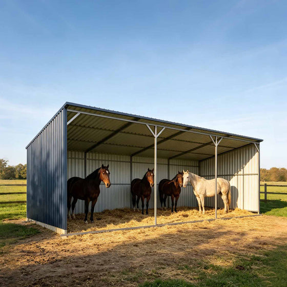 12’ x 27’ Horse Run-In Shed with Portable Skid Mount and Wide Front Opening for Livestock Shelter, Bolts & Nuts Assembling TMG-MSK1227