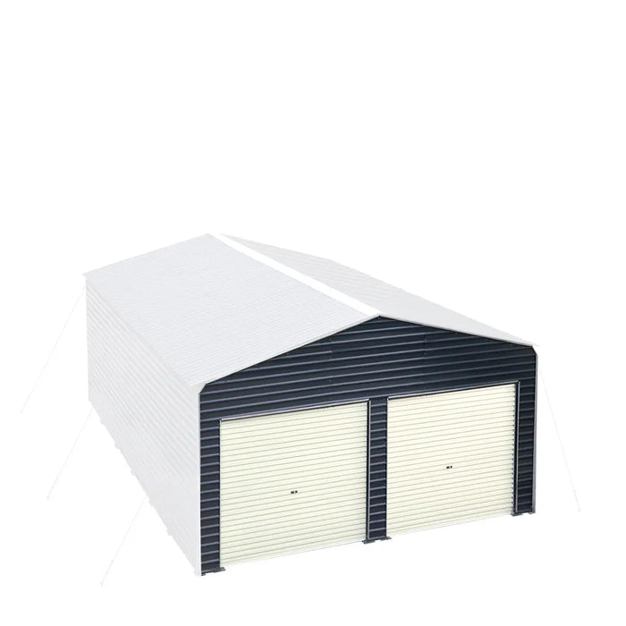 TMG Industrial Metal Shed Carport Add-On Package Kit For TMG-MSC2020F And TMG-MSC2030F , Front Wall w/Roll Up Doors & Back Wall, TMG-MSC20-RD12