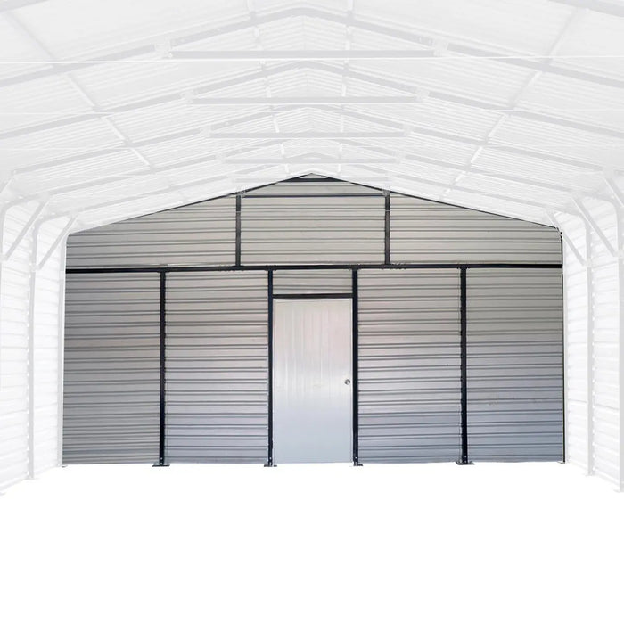 TMG Industrial Metal Shed Carport Add-On Package Kit For TMG-MSC2020F And TMG-MSC2030F , Front Wall w/Roll Up Doors & Back Wall, TMG-MSC20-RD12