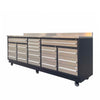 Pro Series 9' 20 Drawer Stainless Steel Workbench, Ball Bearing Double Slides & Casters TMG-WB921S (Previously WB21DS)