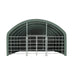 Pro Series 20' x 20' livestock corral shelter with 12' dome roof, 17 oz military green PVC covering, 6-bar corral panels, and 5' front swing gate, TMG-ST2022L