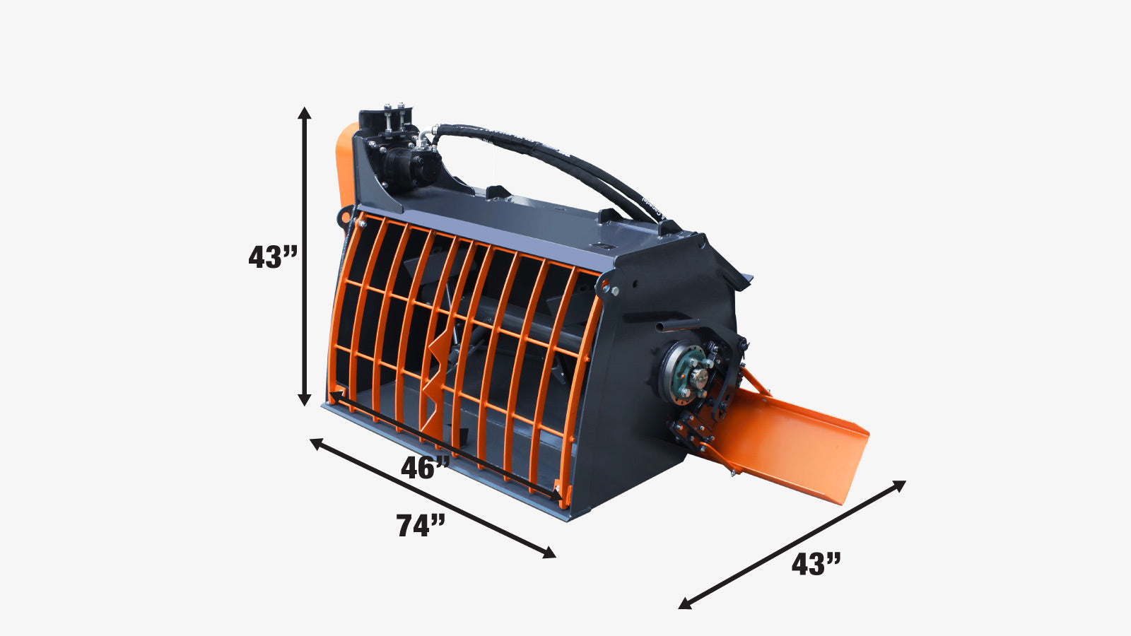 TMG Industrial 60” Skid Steer Concrete Mixer Attachment, Side Chute Dispenser & Bag Splitter, Universal Mount, 16 Cu-Ft Capacity, TMG-SCM61-specifications-image