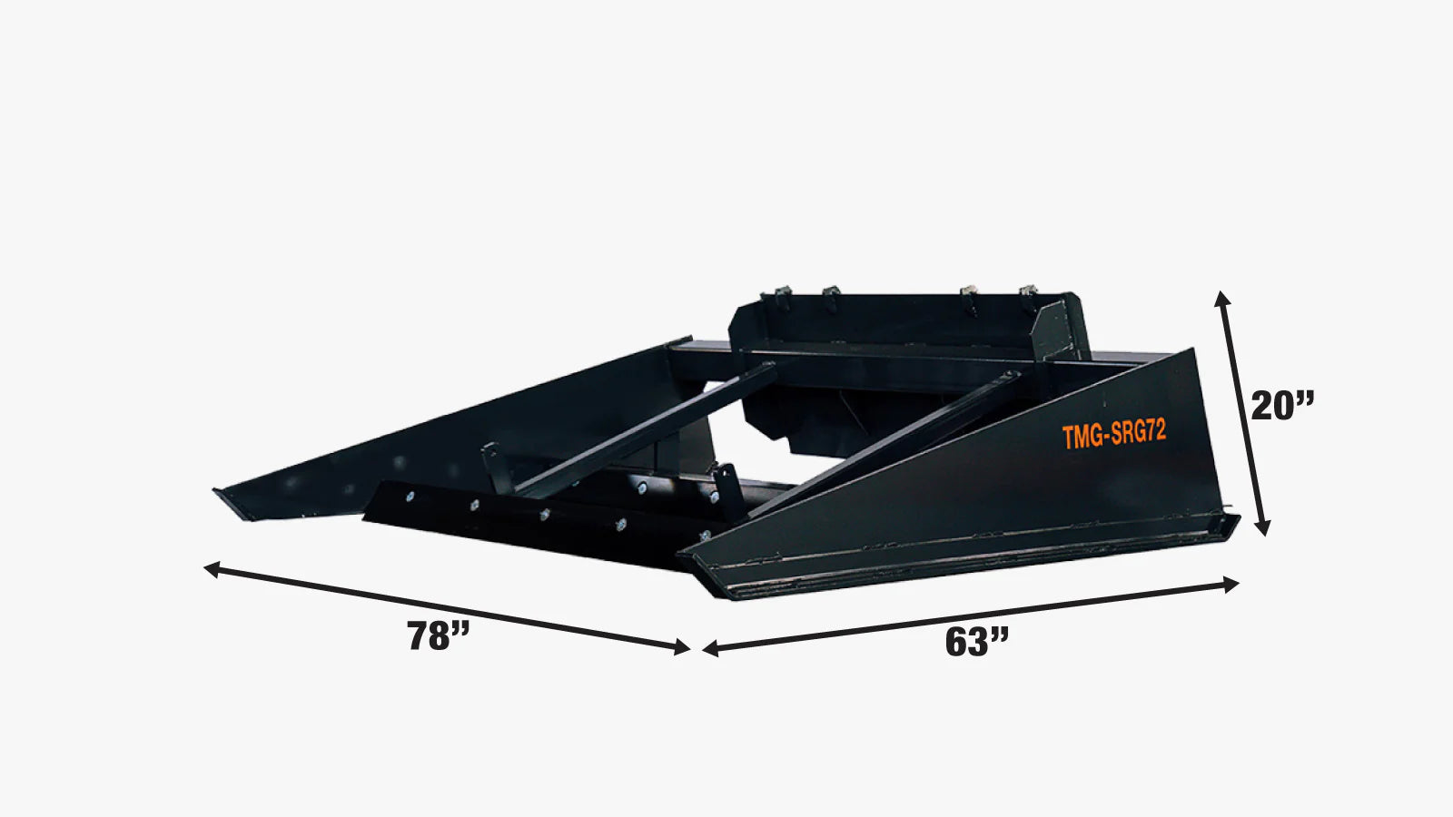 TMG Industrial 72” Skid Steer Road Grader, Bucket Stops w/Shackle Holes, Forward/Backward Cutting Edges, Grading, Spreading & Leveling, TMG-SRG72-specifications-image