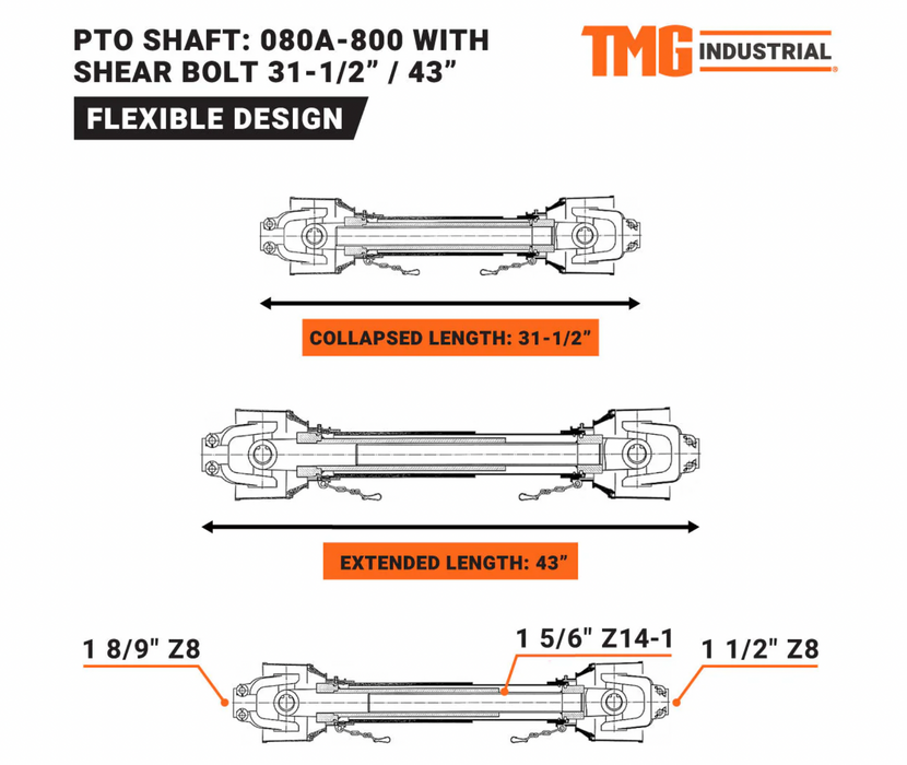TMG-080A-800 PTO Shaft