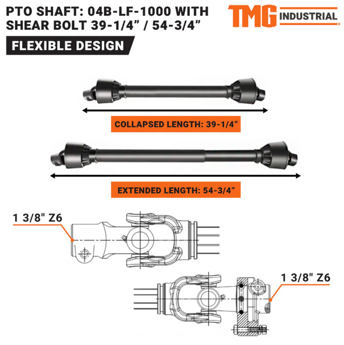 TMG-04B-LF-1000 PTO Shaft for TMG-TMO60, TMG-TMO-70, TMG-TFN72