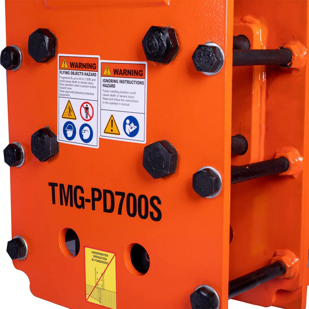 TMG Industrial Skid Steer Post Pounder, 8” Post Diameter, 700 Ft-lb Energy Class, 500-900 BPM Pounding Rate, TMG-PD700S