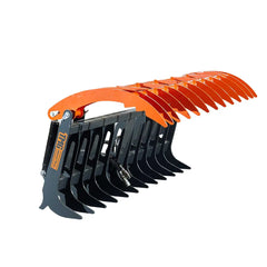 Skid Steer Skeleton Root Rake Grapple, 2600 LB Grapple Capacity, Twin Cylinders, 7