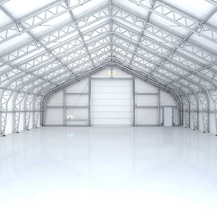 Snow Series 50' x 80' dual truss storage shelter with 35 PSF snow load, TMG-DT5080-SL35