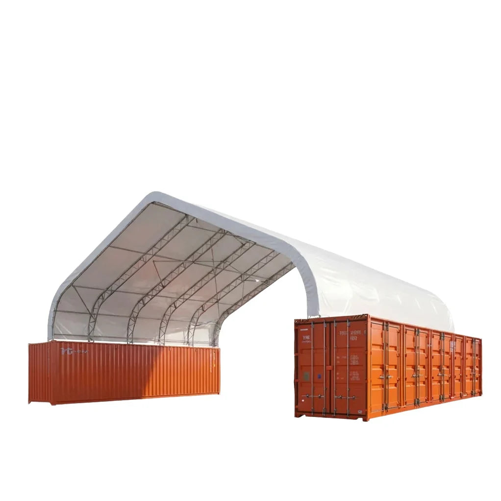 Snow Series™ 40' x 40' Dual Truss Container Shelter, 25 PSF Snow Load Rated, Engineering Drawing, Heavy Duty 21 oz PVC Cover, TMG-DTE4040C-SR25