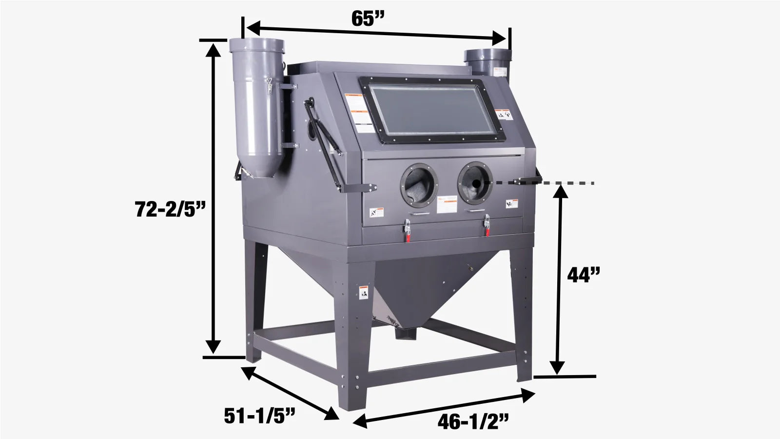 320 Gallon/1200L Commercial Cabinet Sandblaster, Dual Station Back to Back, Vacuum System, Oversized Window TMG-ABC120-specifications-image