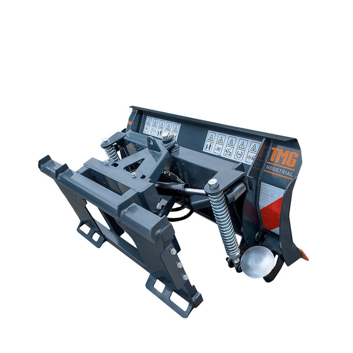 48" Mini Skid Steer Dozer Blade / Snow Pusher, 30° Left & Right, Bolt-On Cutting Edge, Bobcat Mini Quick Mount, TMG-DB48BM