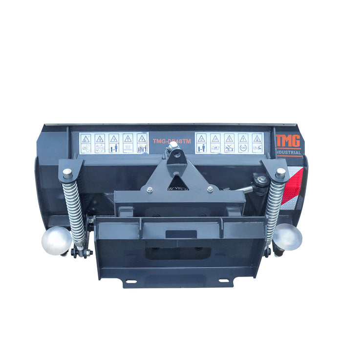 48" Mini Skid Steer Dozer Blade / Snow Pusher, 30° Left & Right, Bolt-On Cutting Edge, Toro-Style Mount, TMG-DB48TM