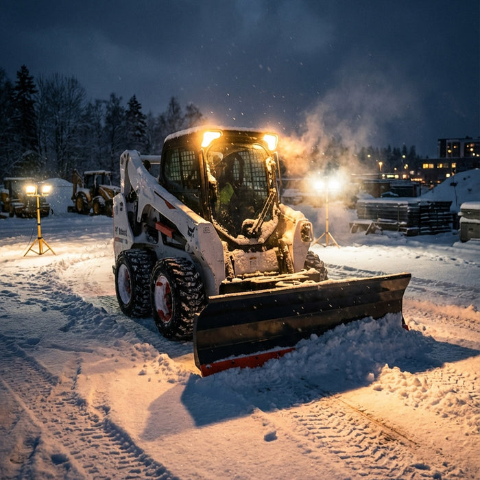 94" Skid Steer Dozer Blade/Snow Plow Pusher, 30° Left & Right, Bolt-On Cutting Edge, Adjustable Skid Shoes, Universal Quick Mount, TMG-DB94