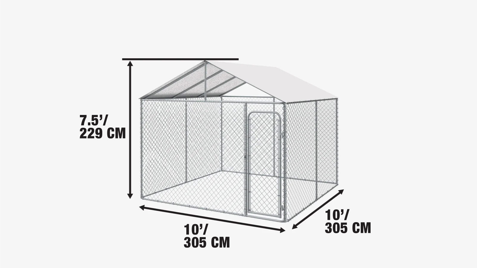 10’ x 10’ Outdoor Dog Kennel Playpen w/Cover, Outdoor Dog Runner, Pet Exercise House, Lockable Gate, 6’ Chain-Link Fence, TMG-DCP1010-specifications-image
