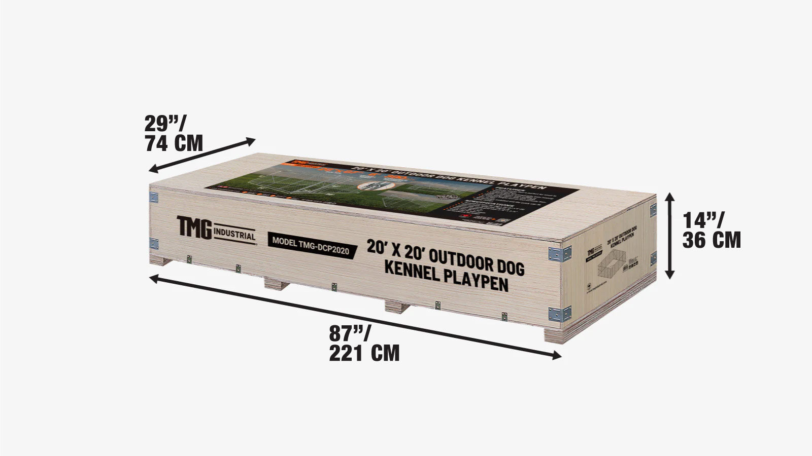 20’ x 20’ Outdoor Dog Kennel Playpen, Outdoor Dog Runner, Pet Exercise House, Lockable Gate, 6’ Chain-Link Fence, TMG-DCP2020-shipping-info-image