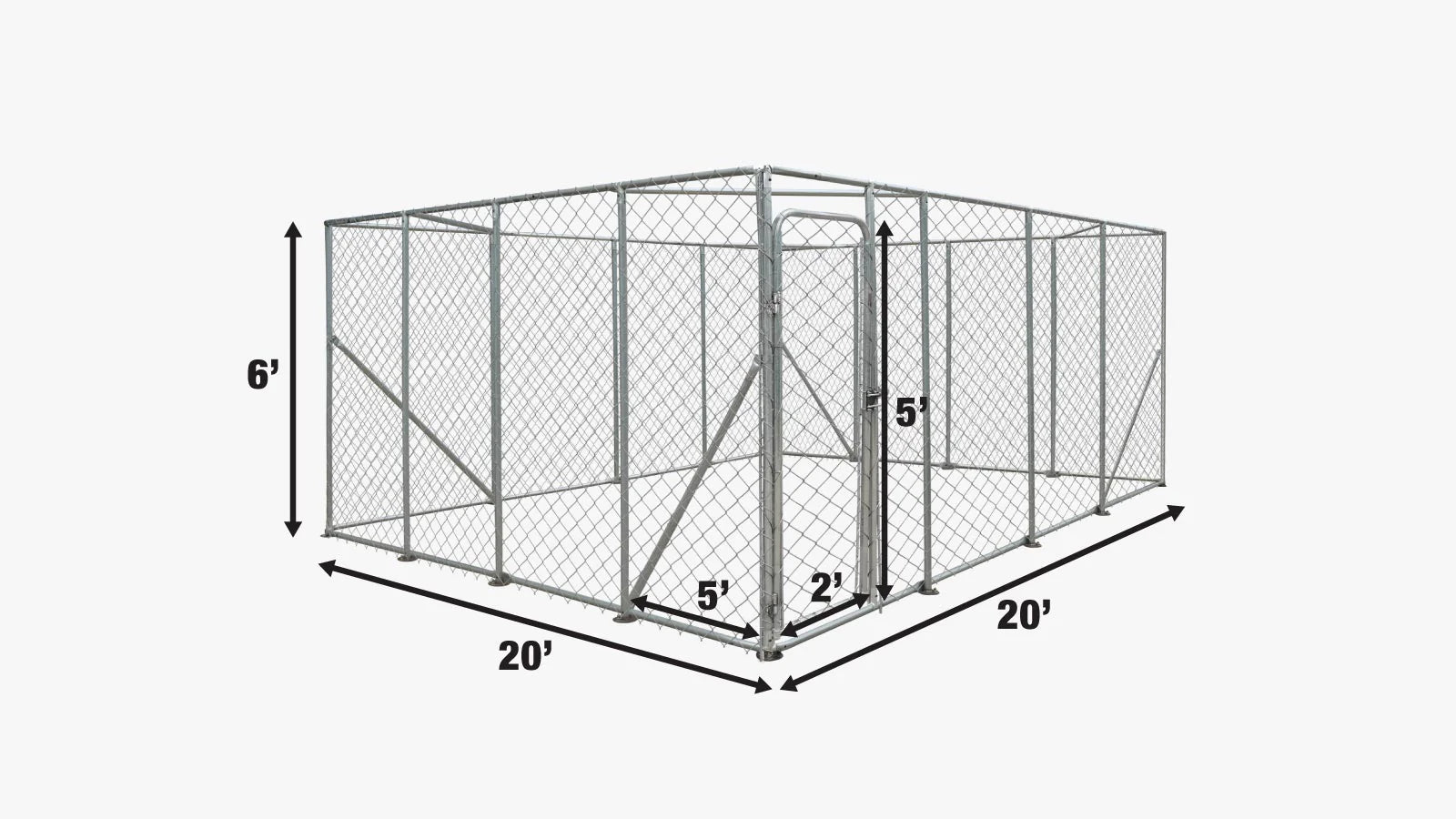 TMG Industrial 20’ x 20’ Outdoor Dog Kennel Playpen, Outdoor Dog Runner, Pet Exercise House, Lockable Gate, 6’ Chain-Link Fence, TMG-DCP2020-specifications-image