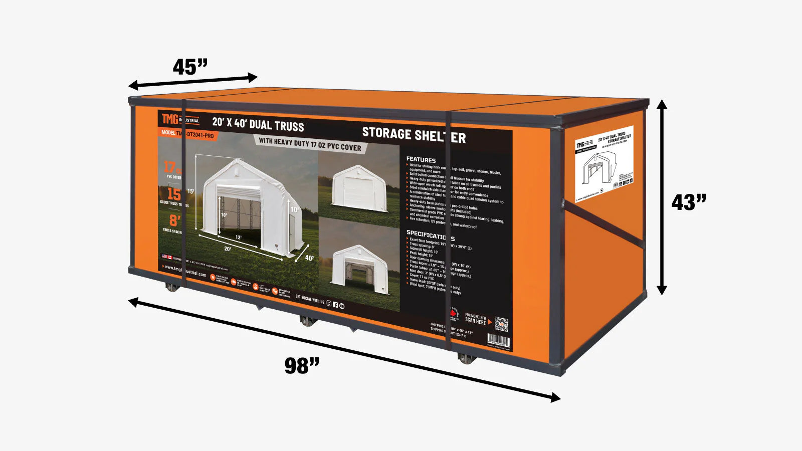 TMG Heavy Series™ 20' x 40' Dual Truss Storage Shelter with Heavy Duty 17 oz PVC Cover & Drive Through Doors TMG-DT2041-PRO-shipping-info-image