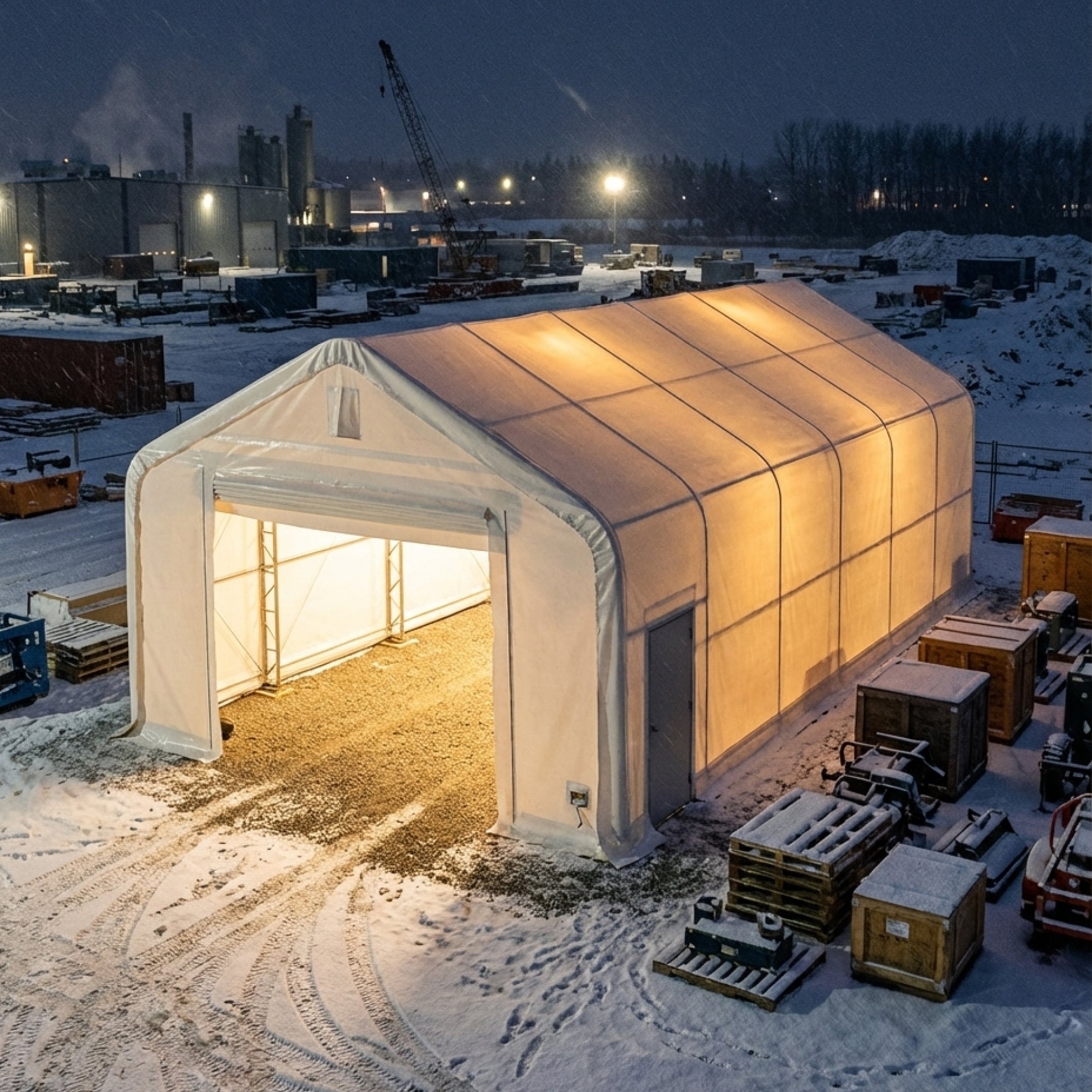 Pro Series 20' x 63' Dual Truss Storage Shelter with Heavy Duty 17 oz PVC Cover & Drive Through Doors, TMG-DT2064-PRO