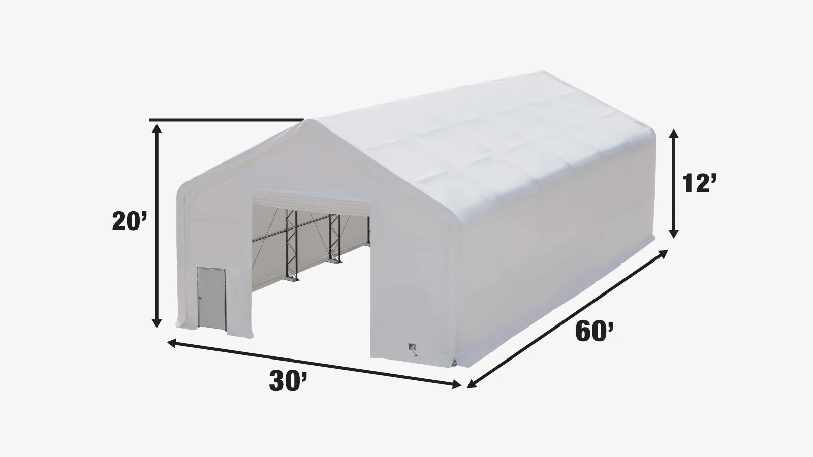 30' x 60' Dual Truss Storage Shelter with Heavy Duty 17 oz PVC Cover & Drive Through Doors TMG-DT3062 (Previously TMG-DT3061)-specifications-image