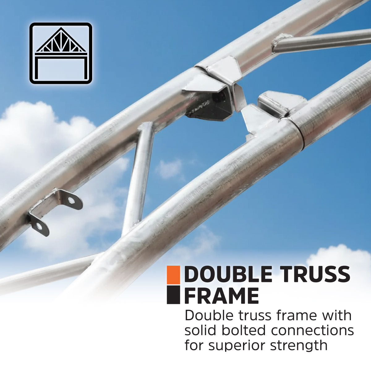 40' x 20' Dual Truss Container Shelter with Heavy Duty 21 oz PVC Cover, Enclosed End Wall & Front Drop, TMG-DT4022CF8