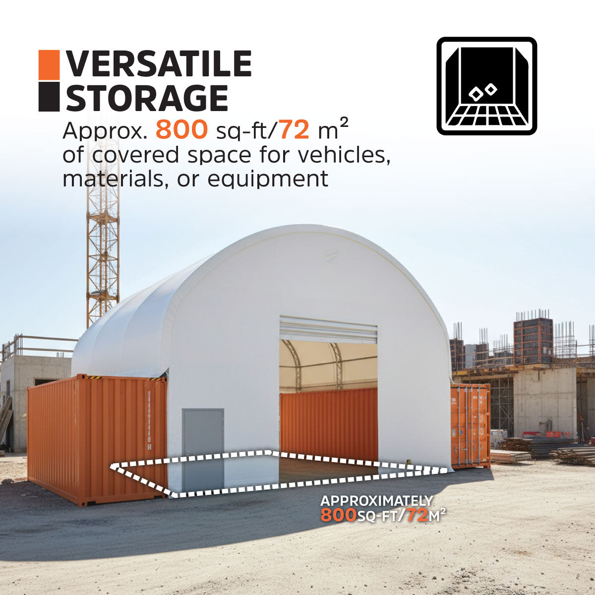 40' x 20' Dual Truss Container Shelter with Heavy Duty 21 oz PVC Cover, Fully Enclosed Front & Back Walls, TMG-DT4022CG8