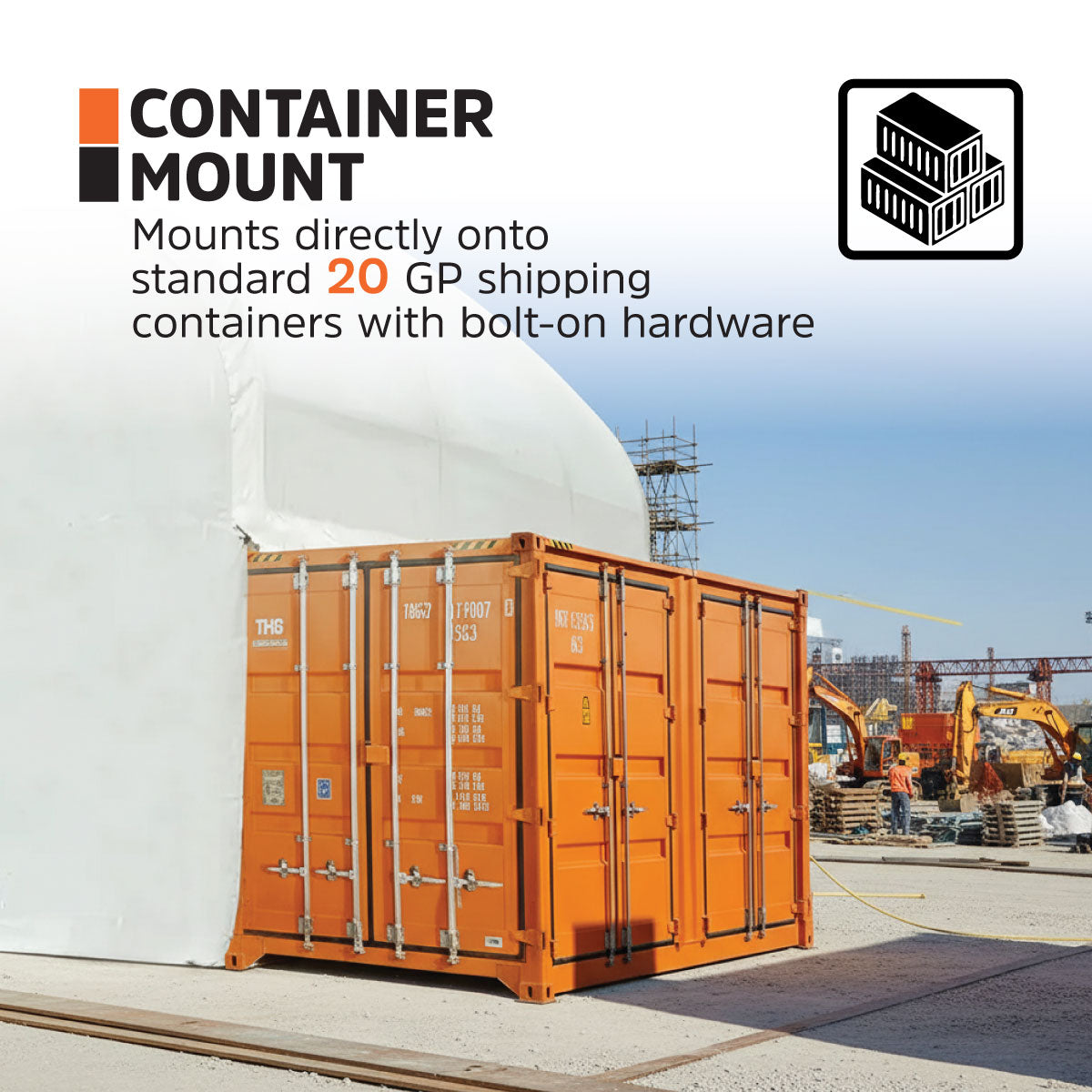 40' x 20' Dual Truss Container Shelter with Heavy Duty 21 oz PVC Cover, Fully Enclosed Front & Back Walls, TMG-DT4022CG8