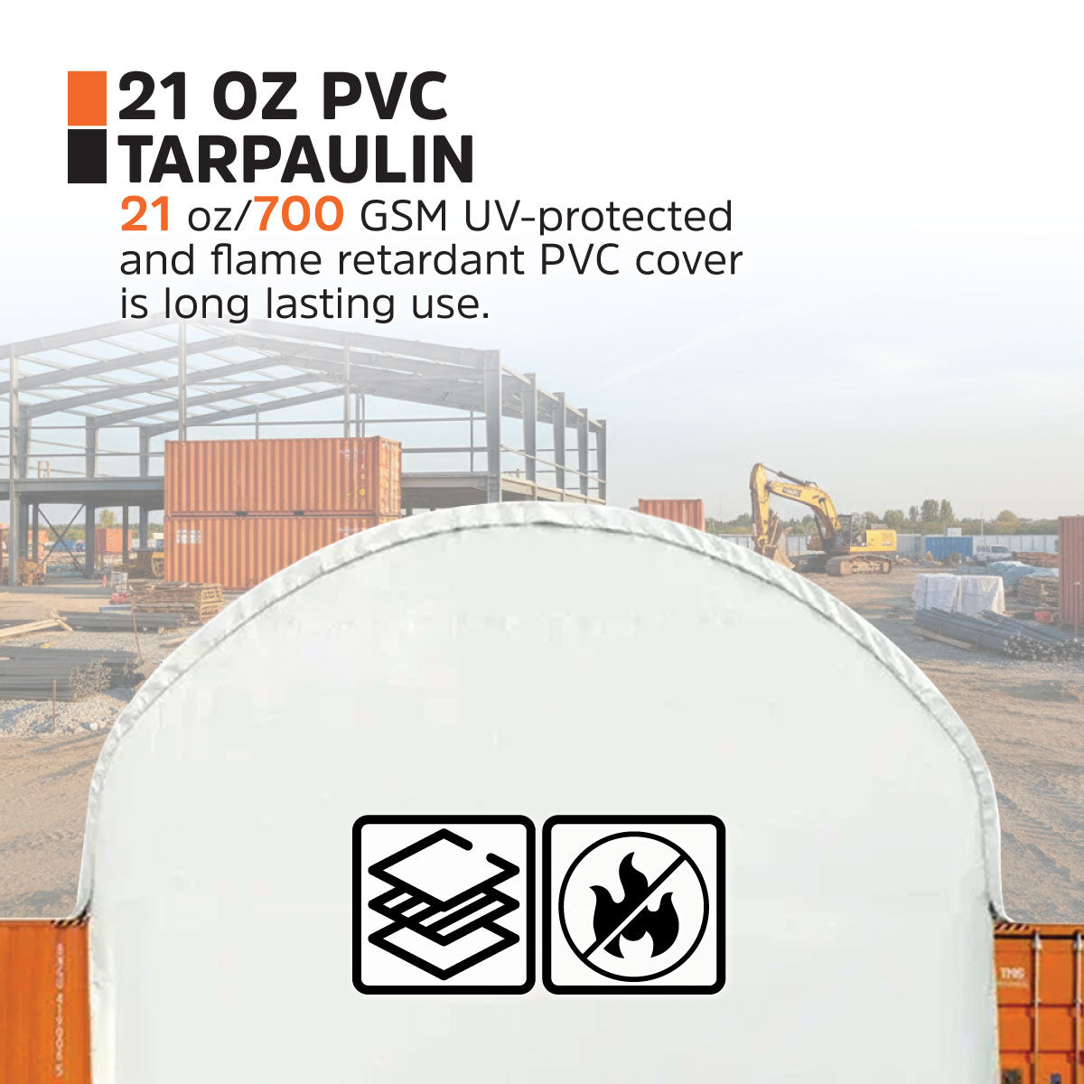 40' x 20' Dual Truss Container Shelter with Heavy Duty 21 oz PVC Cover, Fully Enclosed Front & Back Walls, TMG-DT4022CG8