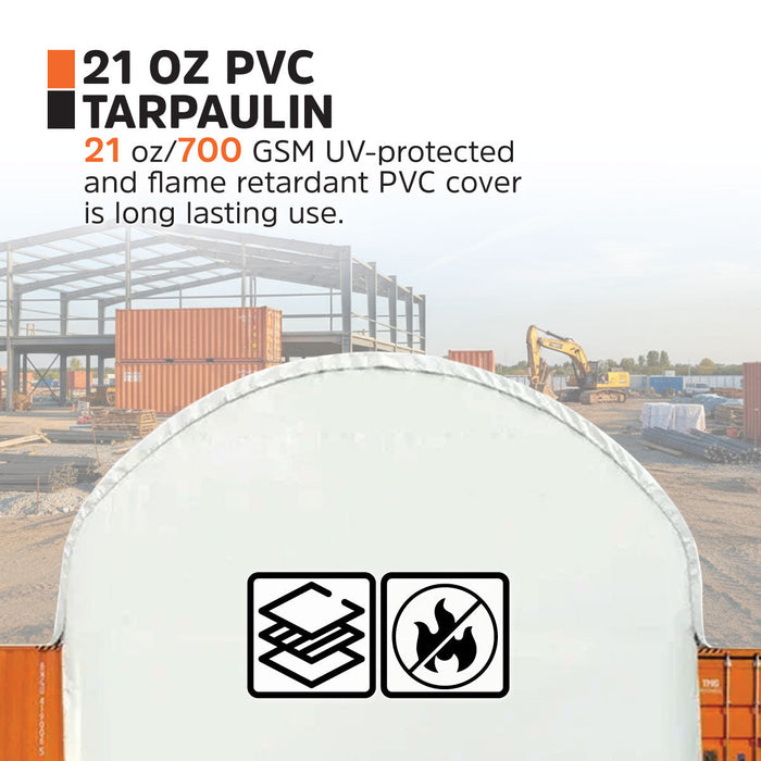 40' x 20' Dual Truss Container Shelter with Heavy Duty 21 oz PVC Cover, Fully Enclosed Front & Back Walls, TMG-DT4022CG8