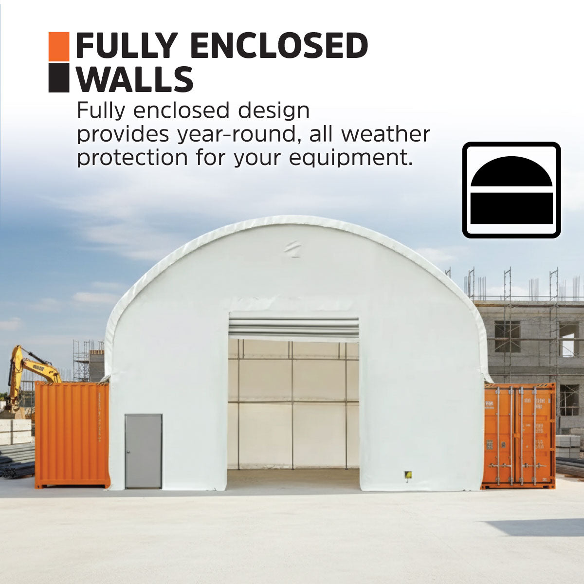 40' x 20' Dual Truss Container Shelter with Heavy Duty 21 oz PVC Cover, Fully Enclosed Front & Back Walls, TMG-DT4022CG8