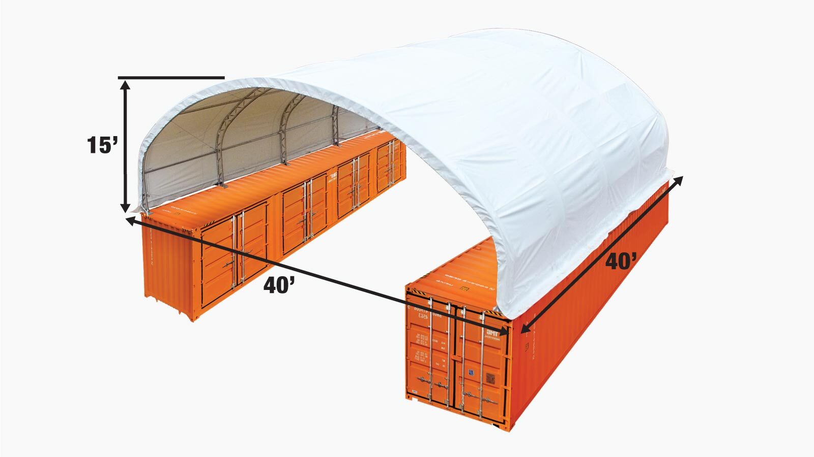 TMG Industrial 40' x 40' Dual Truss Container Shelter with Heavy Duty 21 oz PVC Cover, TMG-DT4041C (Previously DT4040C)-specifications-image