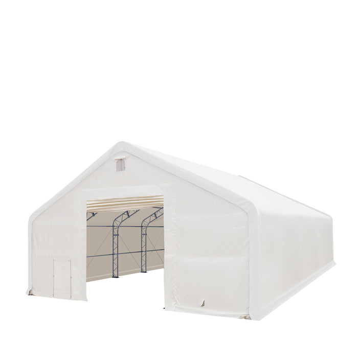 TMG Industrial 40' x 40' Dual Truss Storage Shelter with Heavy Duty 21 oz PVC Cover & Drive Through Doors, TMG-DT4041