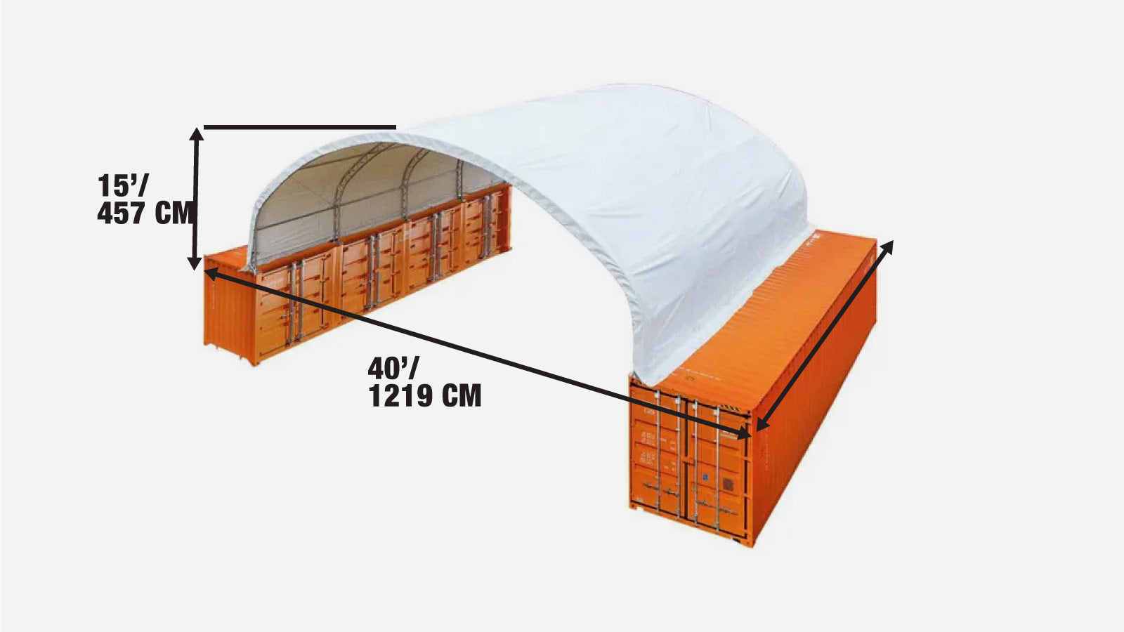 40' x 40' Dual Truss Container Shelter with Heavy Duty 21 oz PVC Cover, TMG-DT4041C (Previously DT4040C)-specifications-image