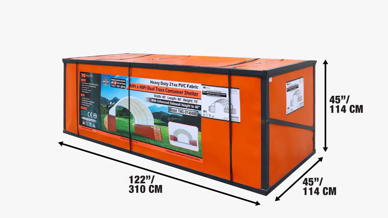 40' x 40' Dual Truss Container Shelter with Heavy Duty 21 oz PVC Cover, TMG-DT4041C (Previously DT4040C)-shipping-info-image