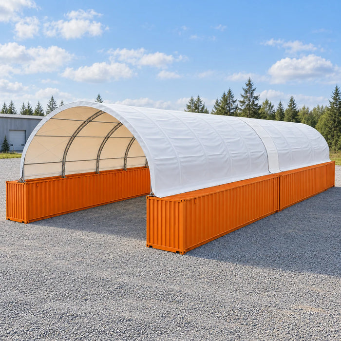 40' x 60' Dual Truss Container Shelter with Heavy Duty 21 oz PVC Cover, TMG-DT4062C