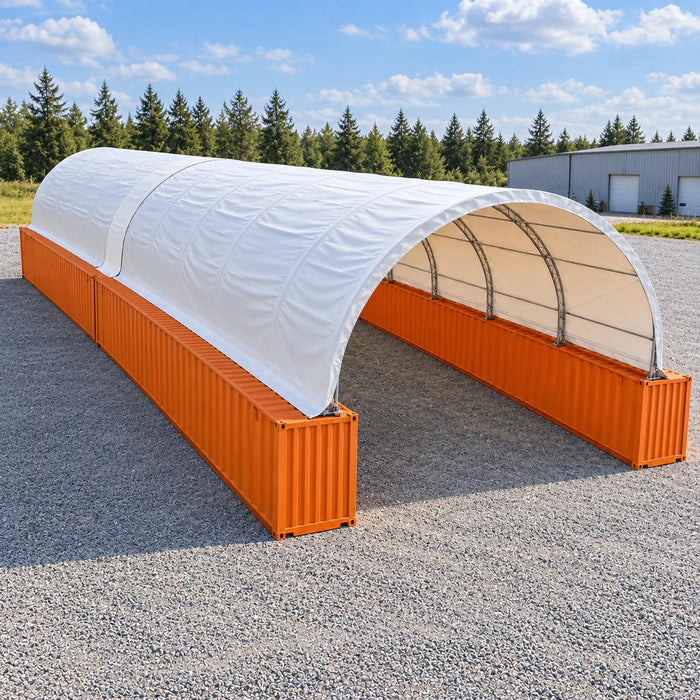 40' x 60' Dual Truss Container Shelter with Heavy Duty 21 oz PVC Cover, TMG-DT4062C